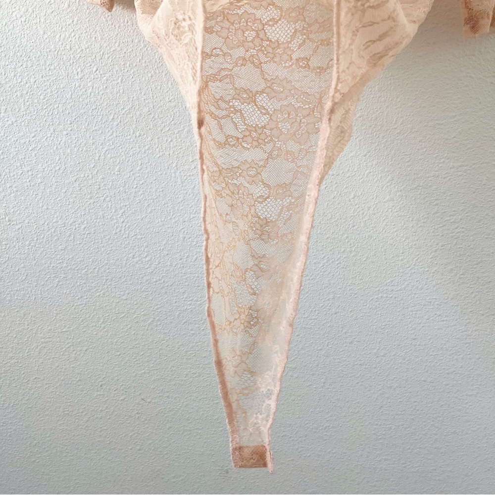 Zara Peach Floral Lace Sheer Bodysuit - Picture 6 of 9